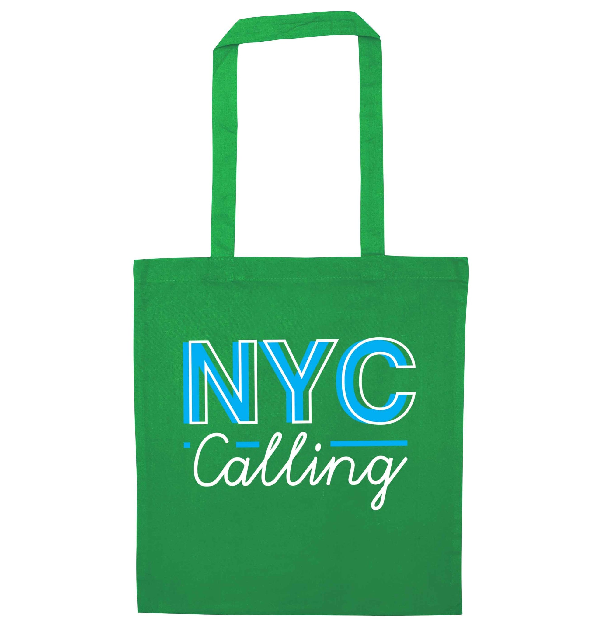 NYC calling green tote bag