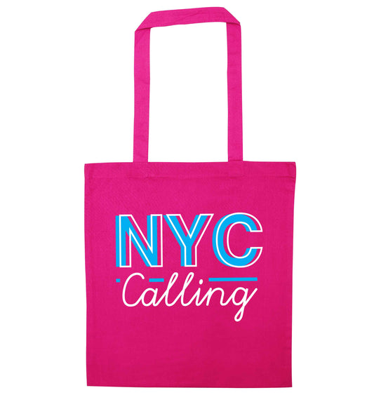 NYC calling pink tote bag