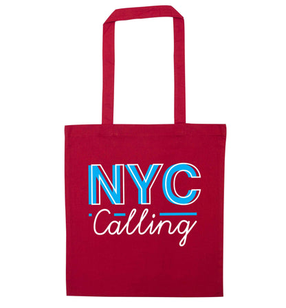NYC calling red tote bag