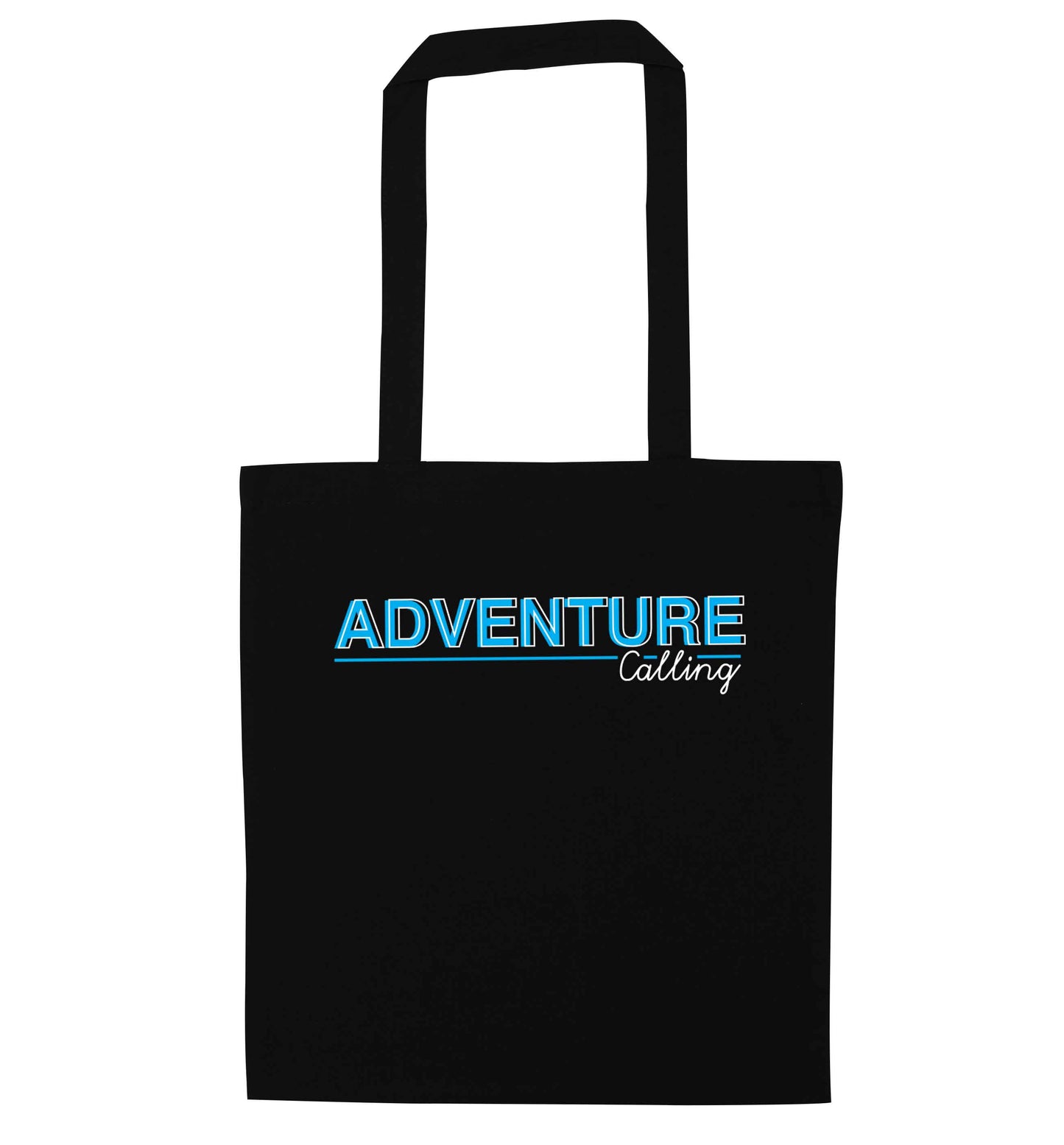 Adventure calling black tote bag