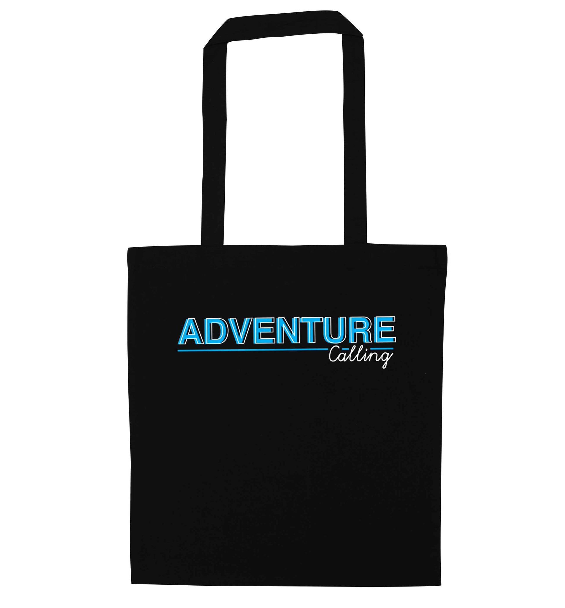 Adventure calling black tote bag