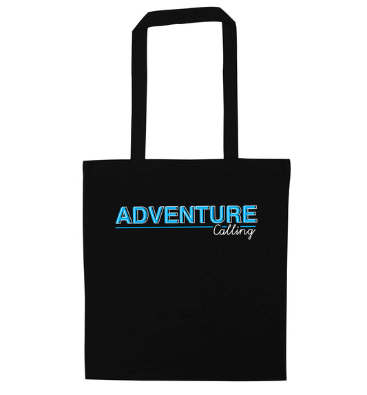 Adventure calling black tote bag