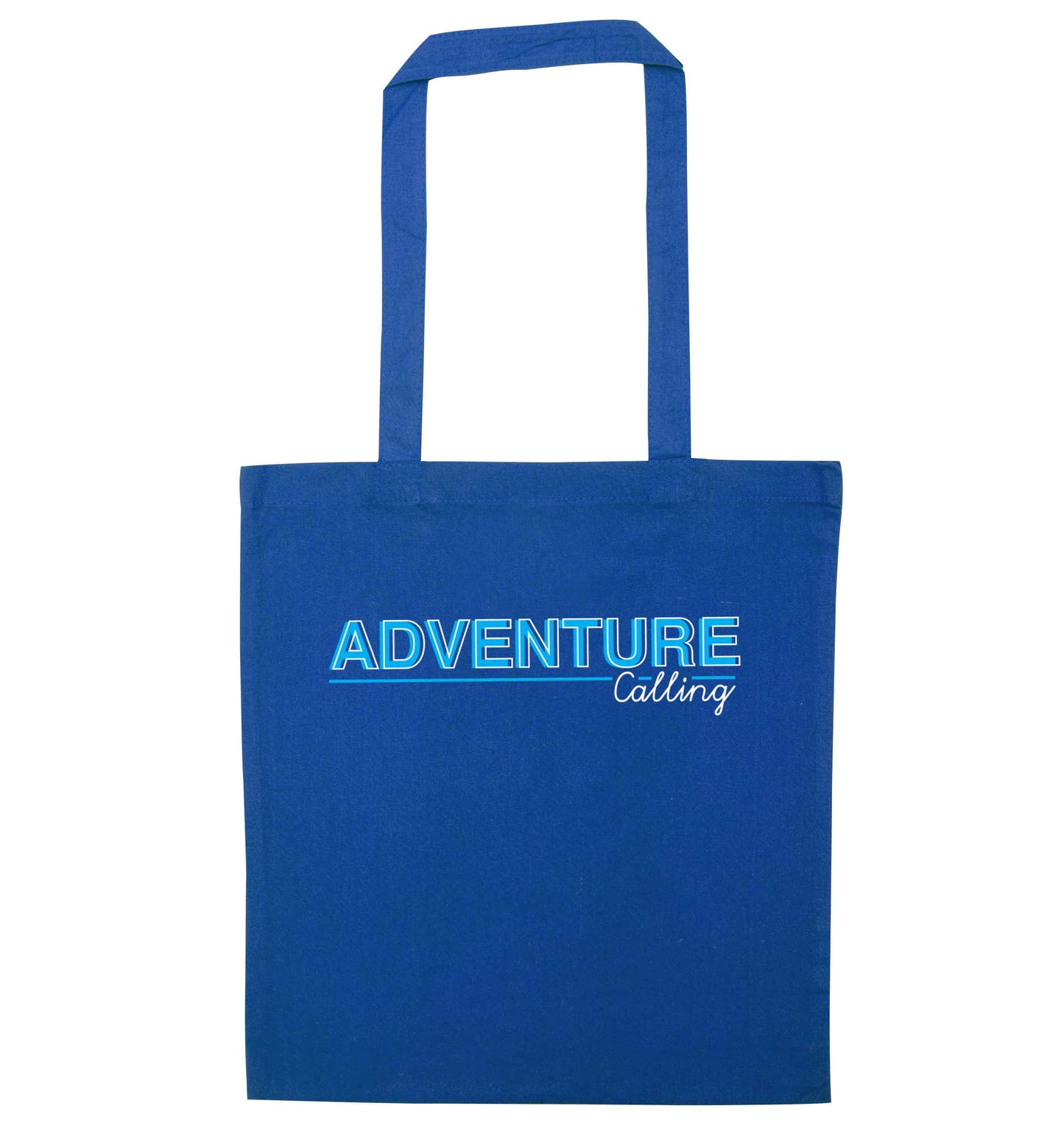 Adventure calling blue tote bag