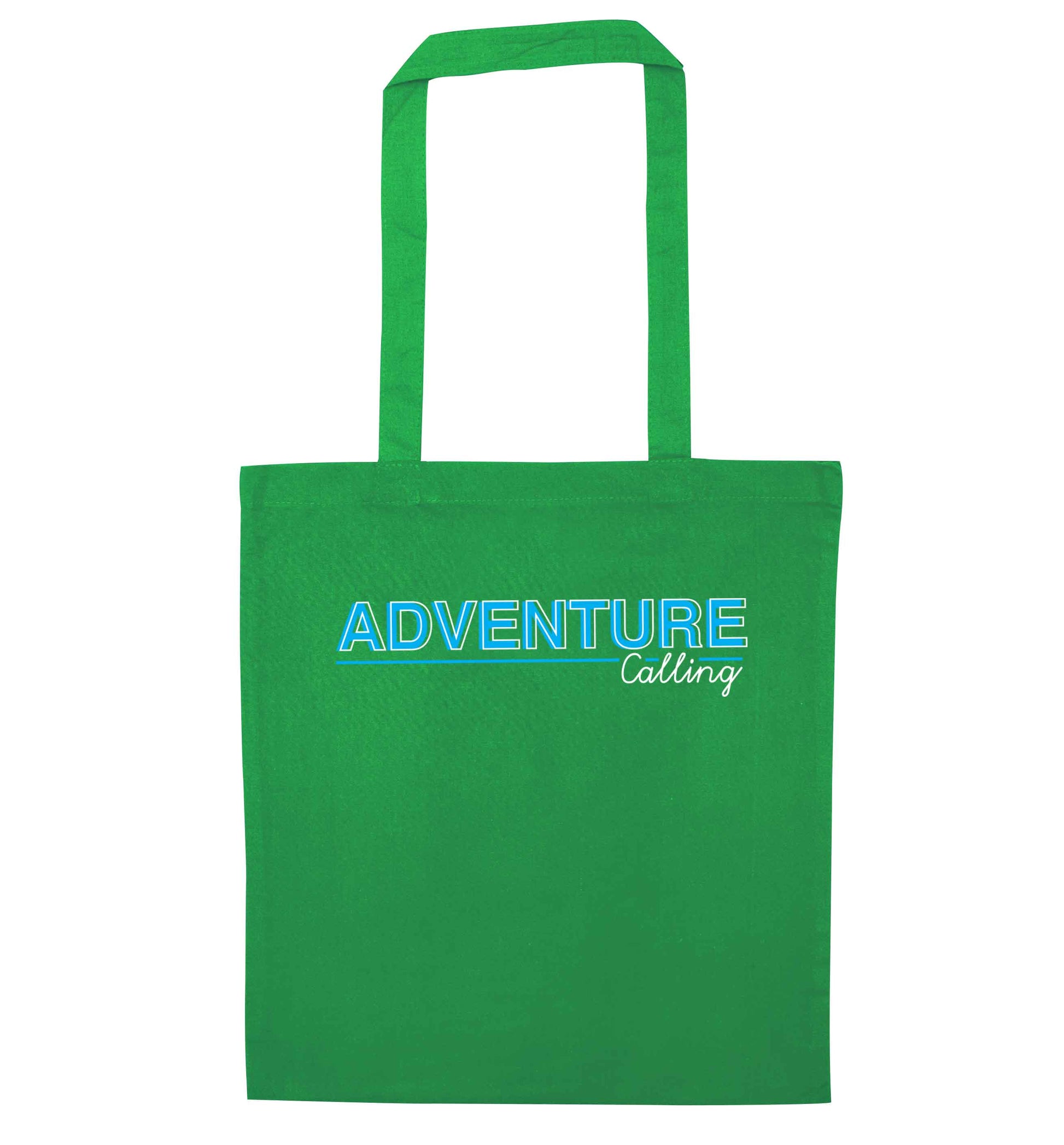 Adventure calling green tote bag