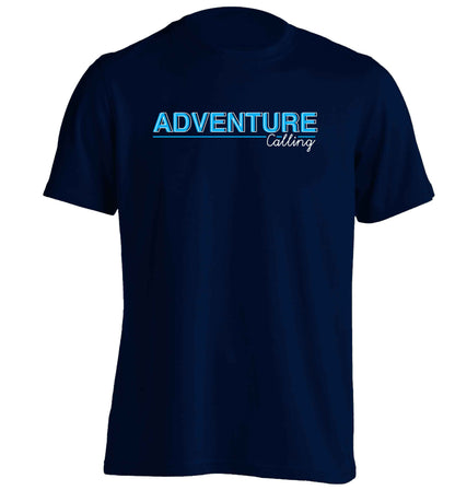 Adventure calling adults unisex navy Tshirt 2XL