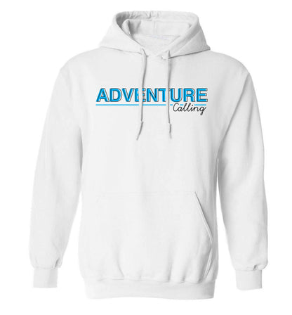 Adventure calling adults unisex white hoodie 2XL