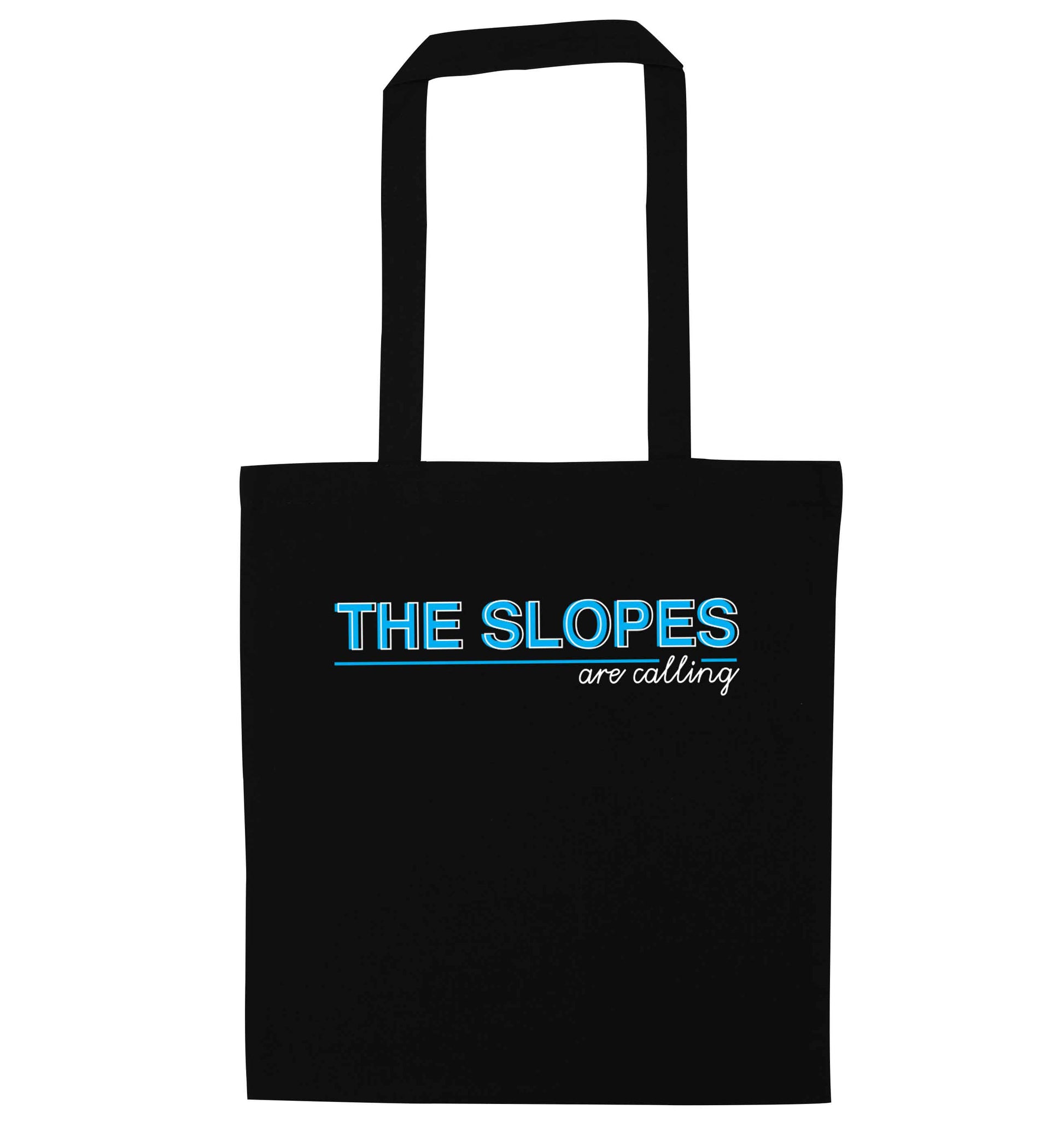 The slopes are calling black tote bag