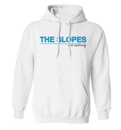 The slopes are calling adults unisex white hoodie 2XL