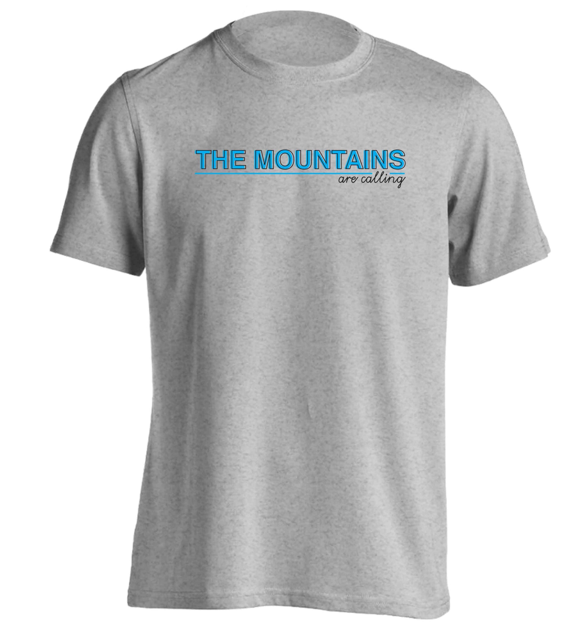 The mountains are calling adults unisex grey Tshirt 2XL