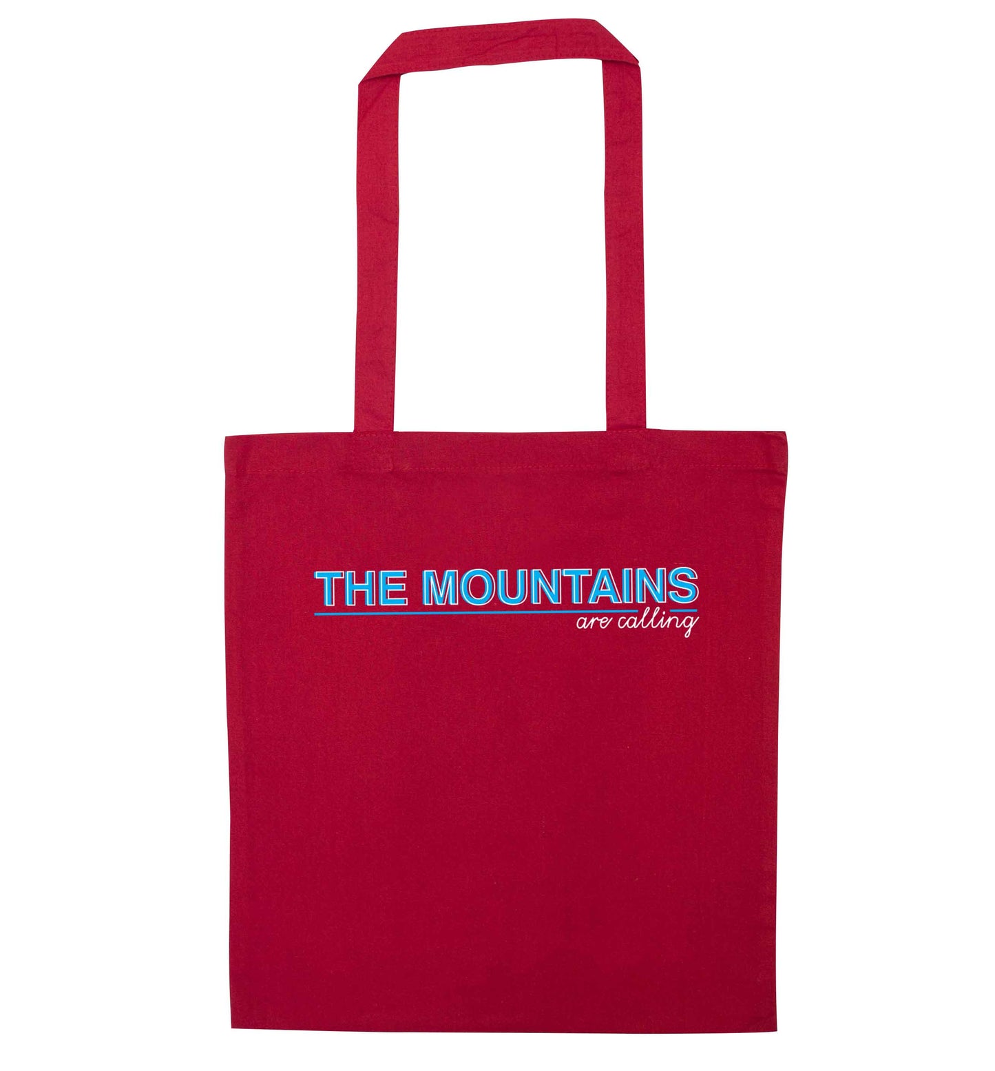 The mountains are calling red tote bag