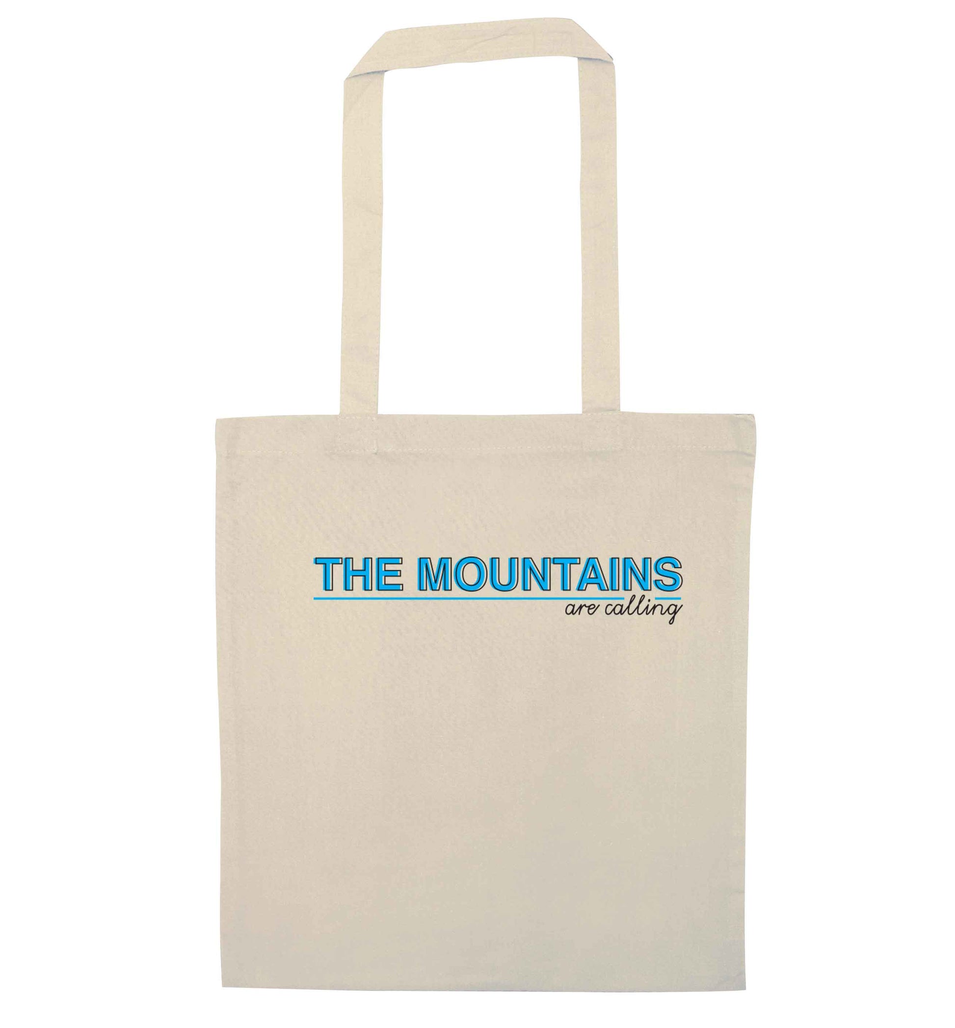 The mountains are calling natural tote bag