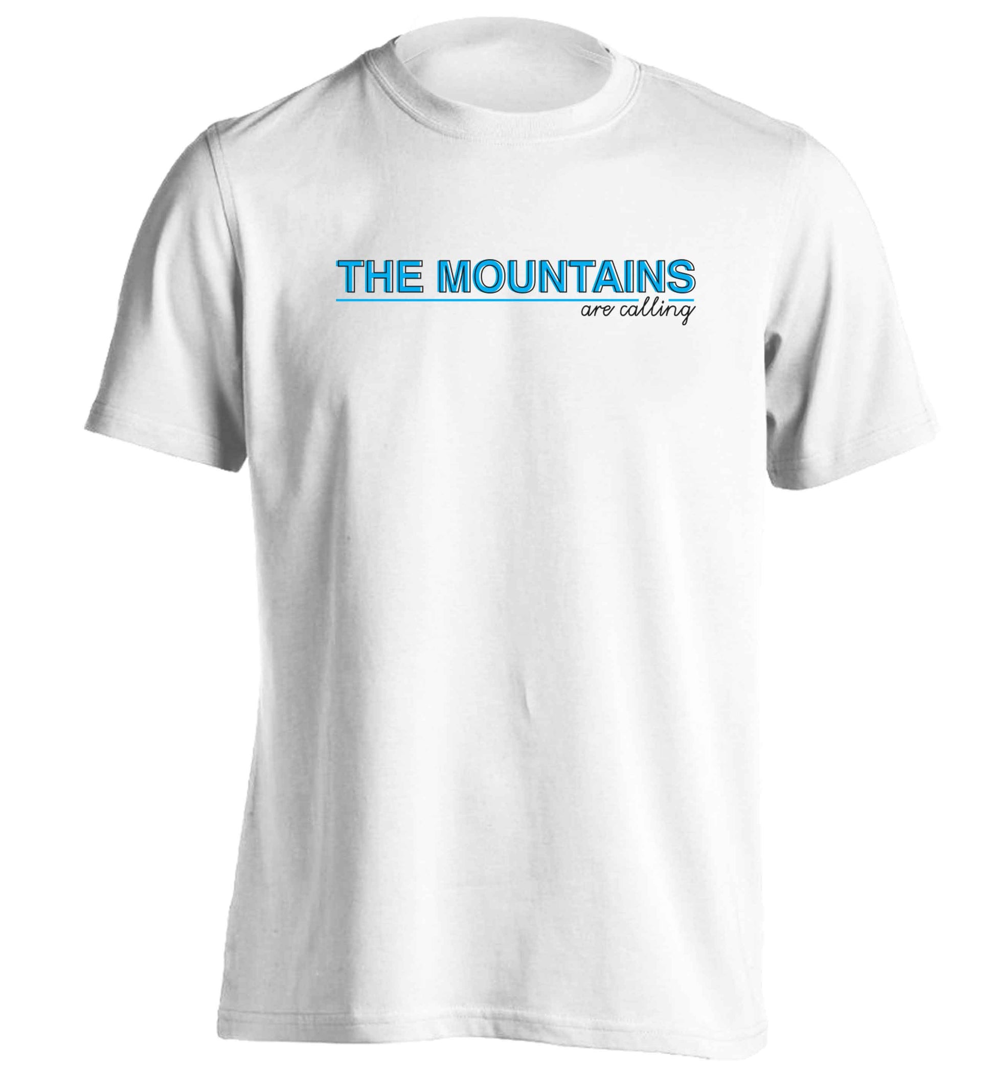 The mountains are calling adults unisex white Tshirt 2XL
