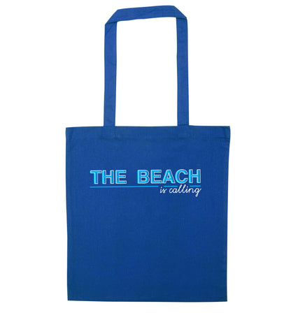 The beach is calling blue tote bag