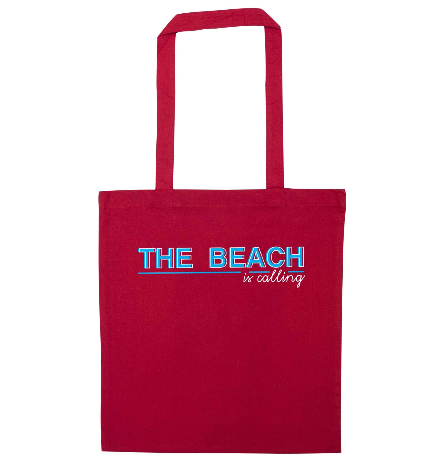 The beach is calling red tote bag