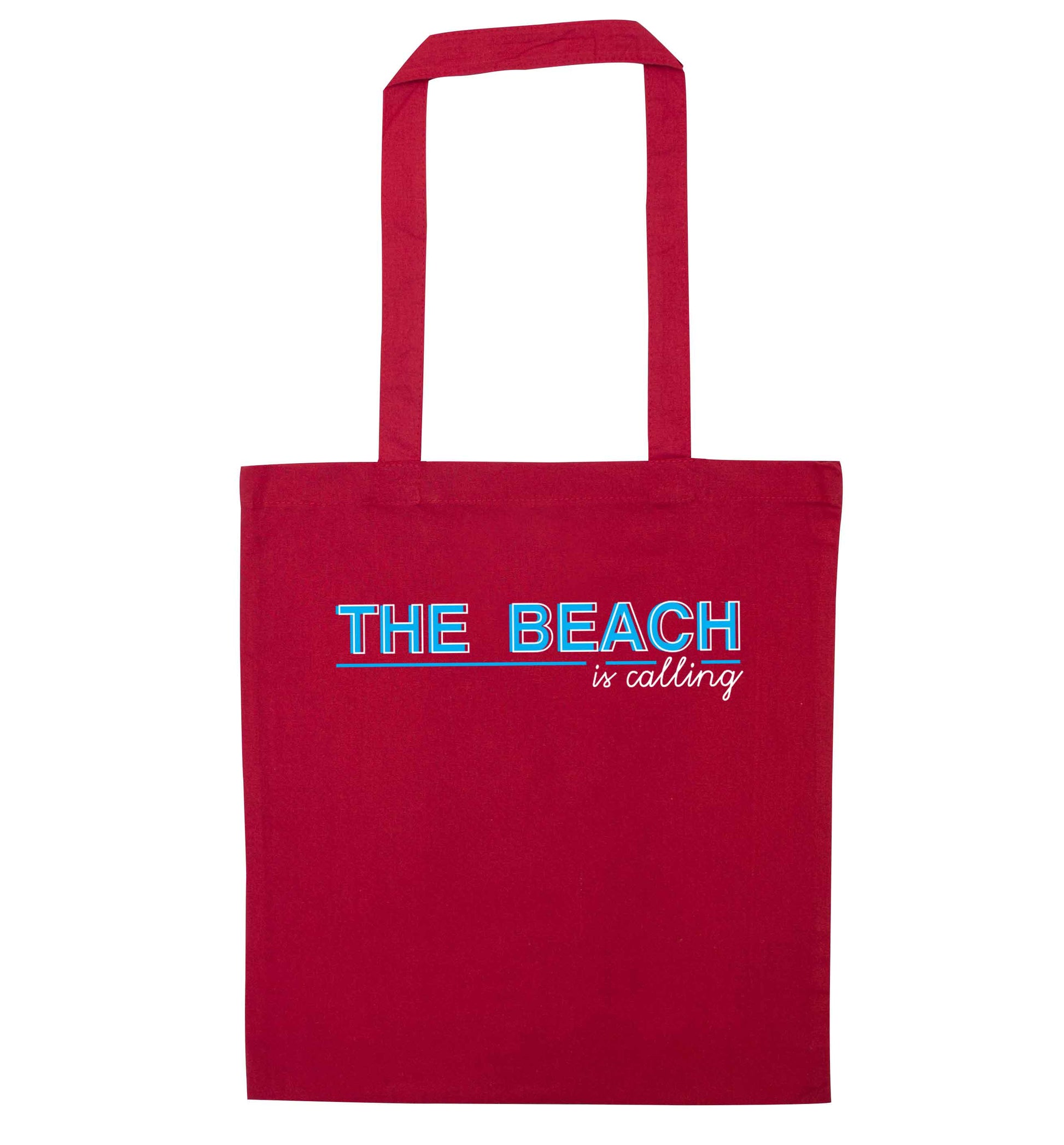 The beach is calling red tote bag