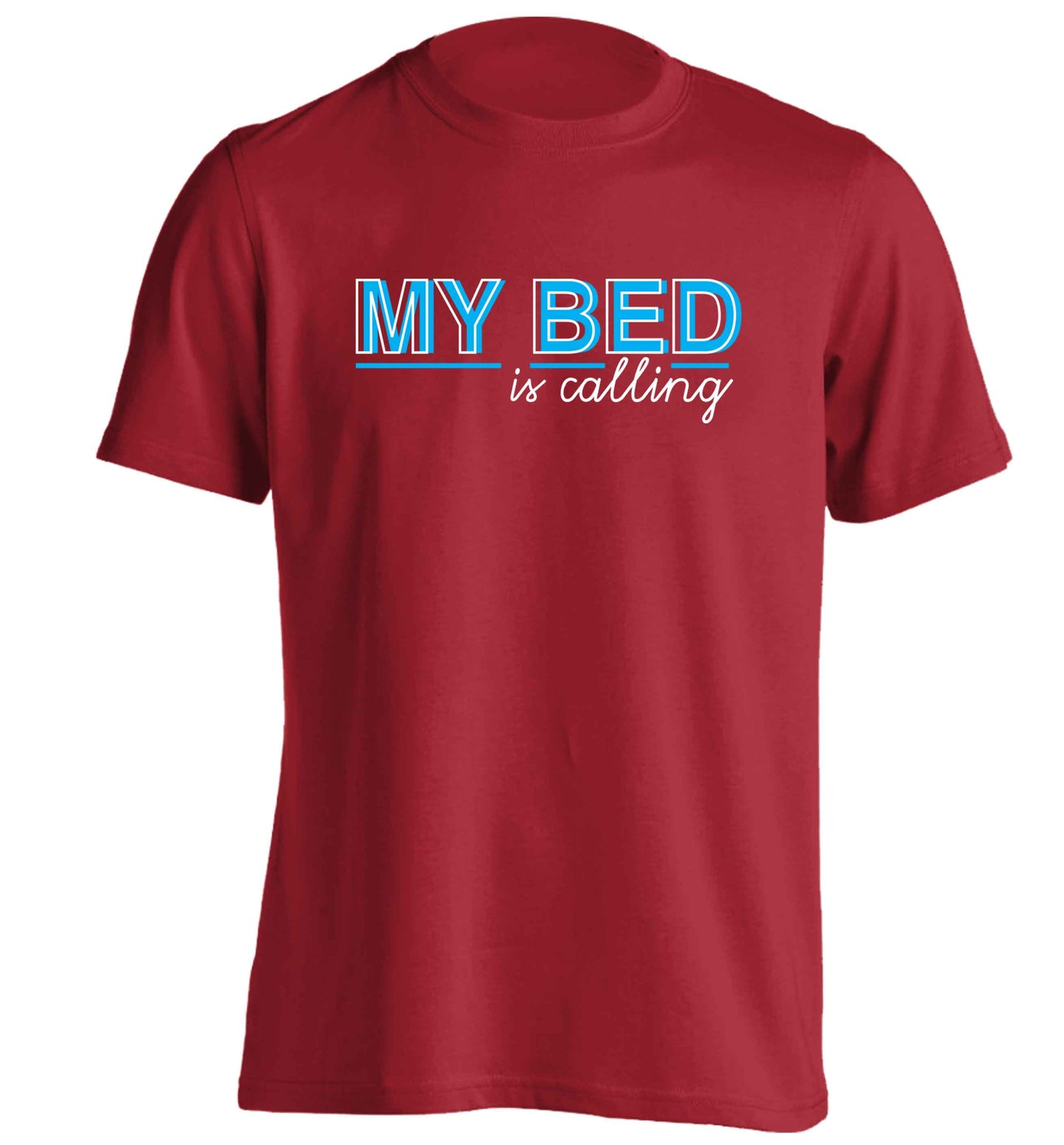 My bed is calling adults unisex red Tshirt 2XL