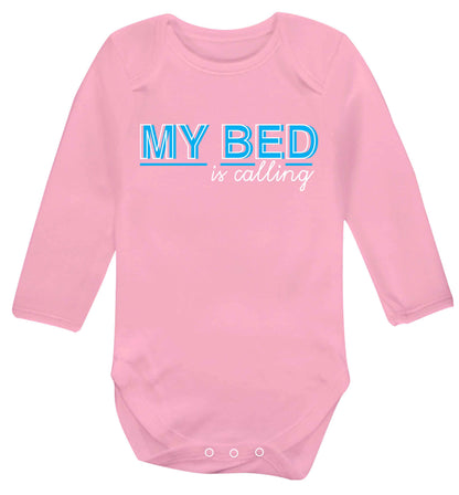 My bed is calling Baby Vest long sleeved pale pink 6-12 months