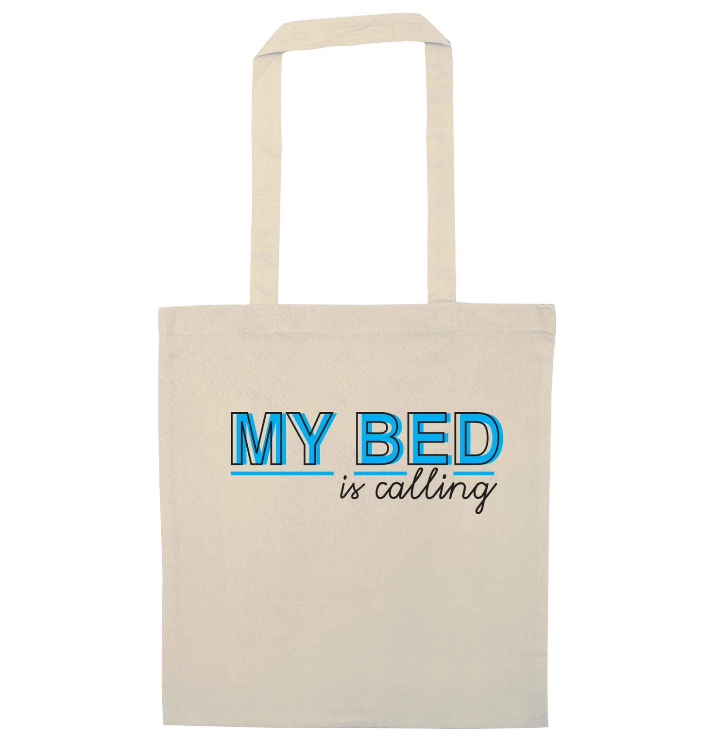 My bed is calling natural tote bag