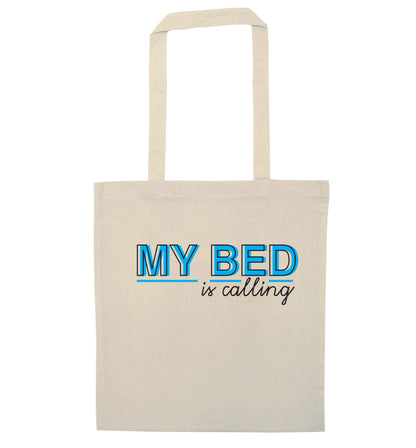 My bed is calling natural tote bag