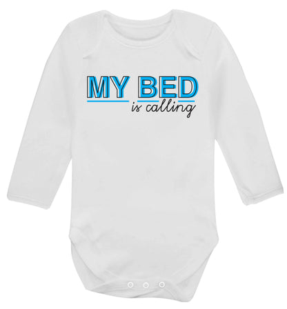 My bed is calling Baby Vest long sleeved white 6-12 months