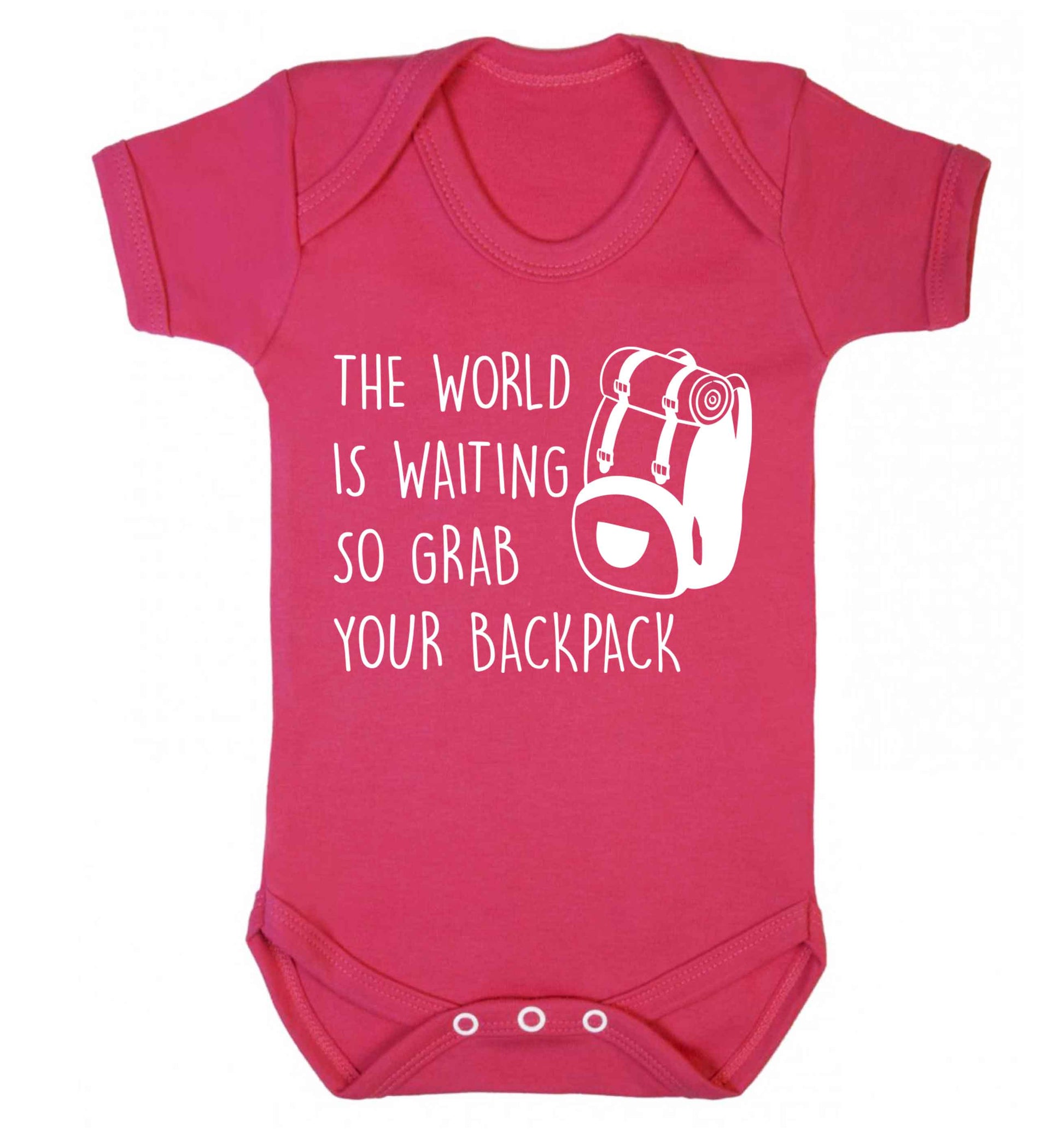 The world is waiting so grab your backpack Baby Vest dark pink 18-24 months