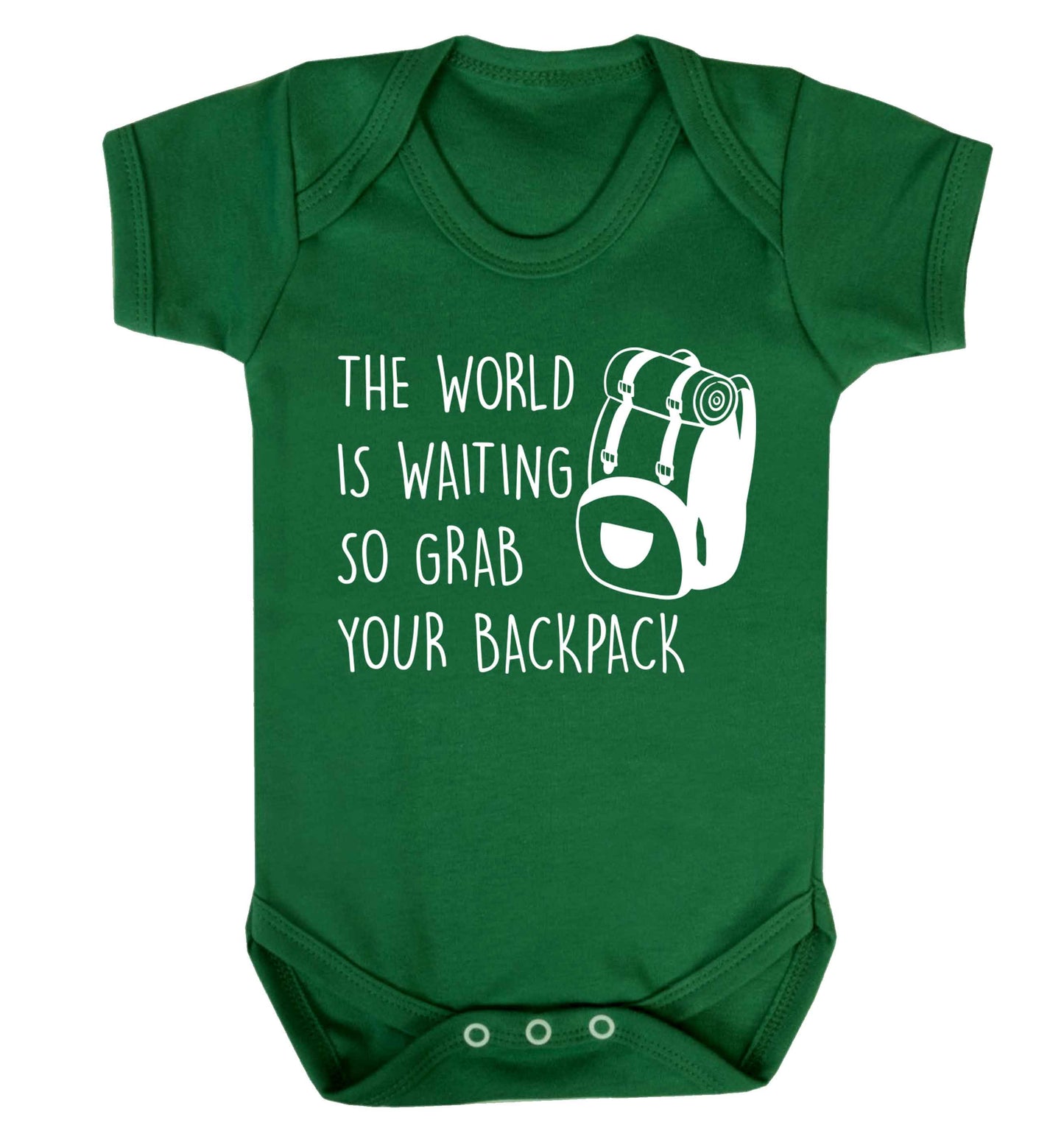 The world is waiting so grab your backpack Baby Vest green 18-24 months