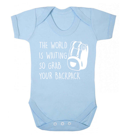 The world is waiting so grab your backpack Baby Vest pale blue 18-24 months