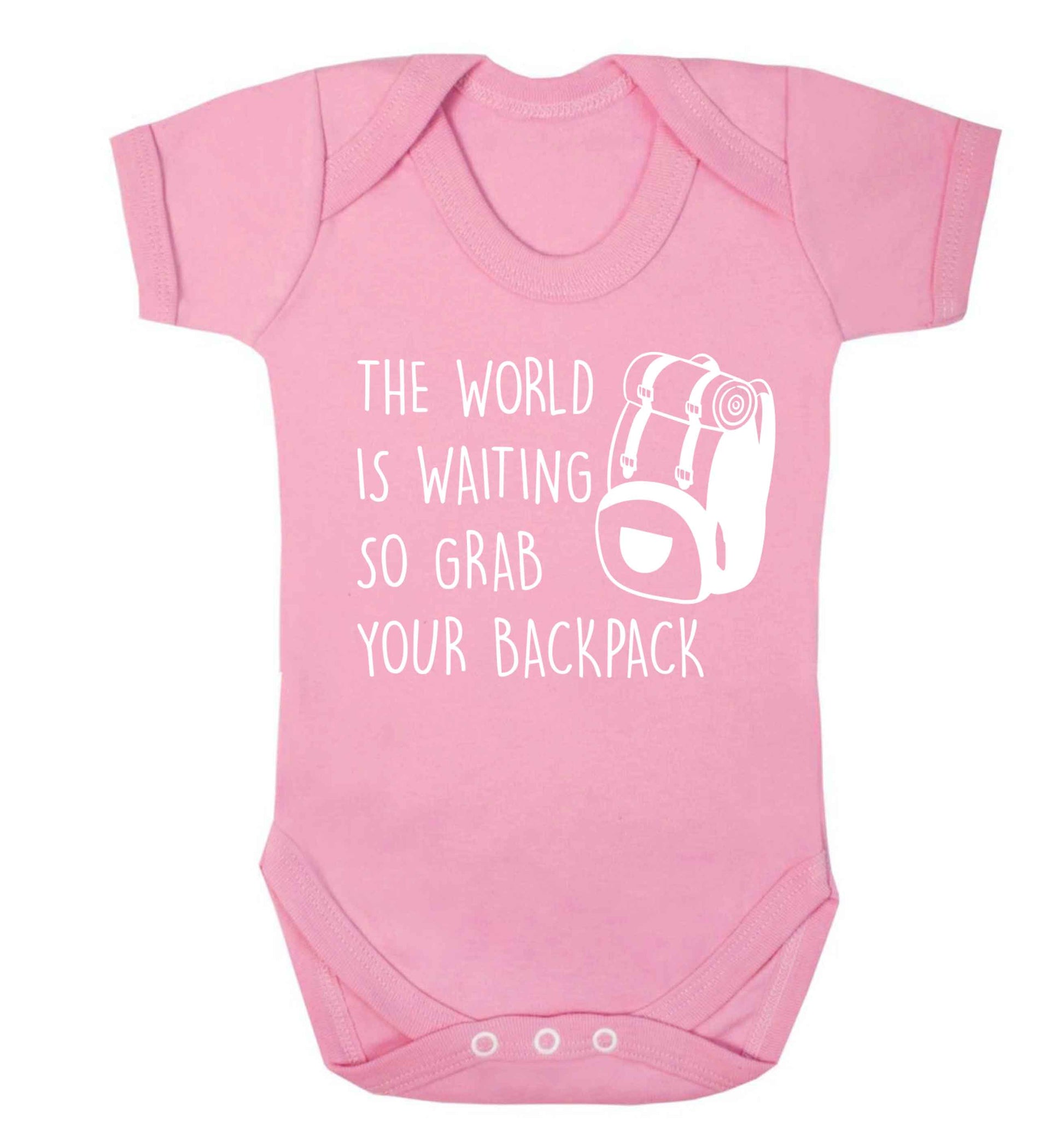 The world is waiting so grab your backpack Baby Vest pale pink 18-24 months