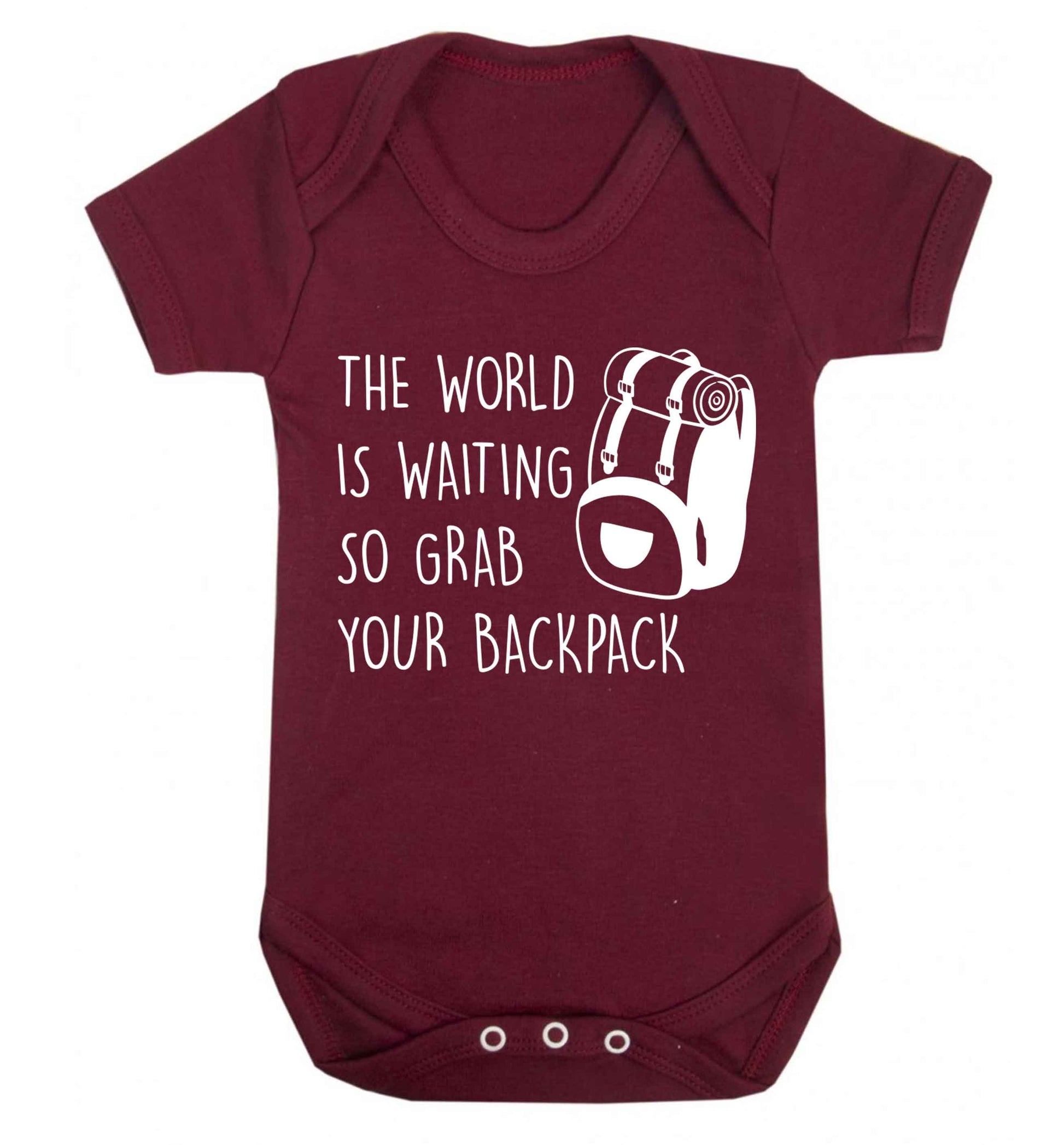 The world is waiting so grab your backpack Baby Vest maroon 18-24 months