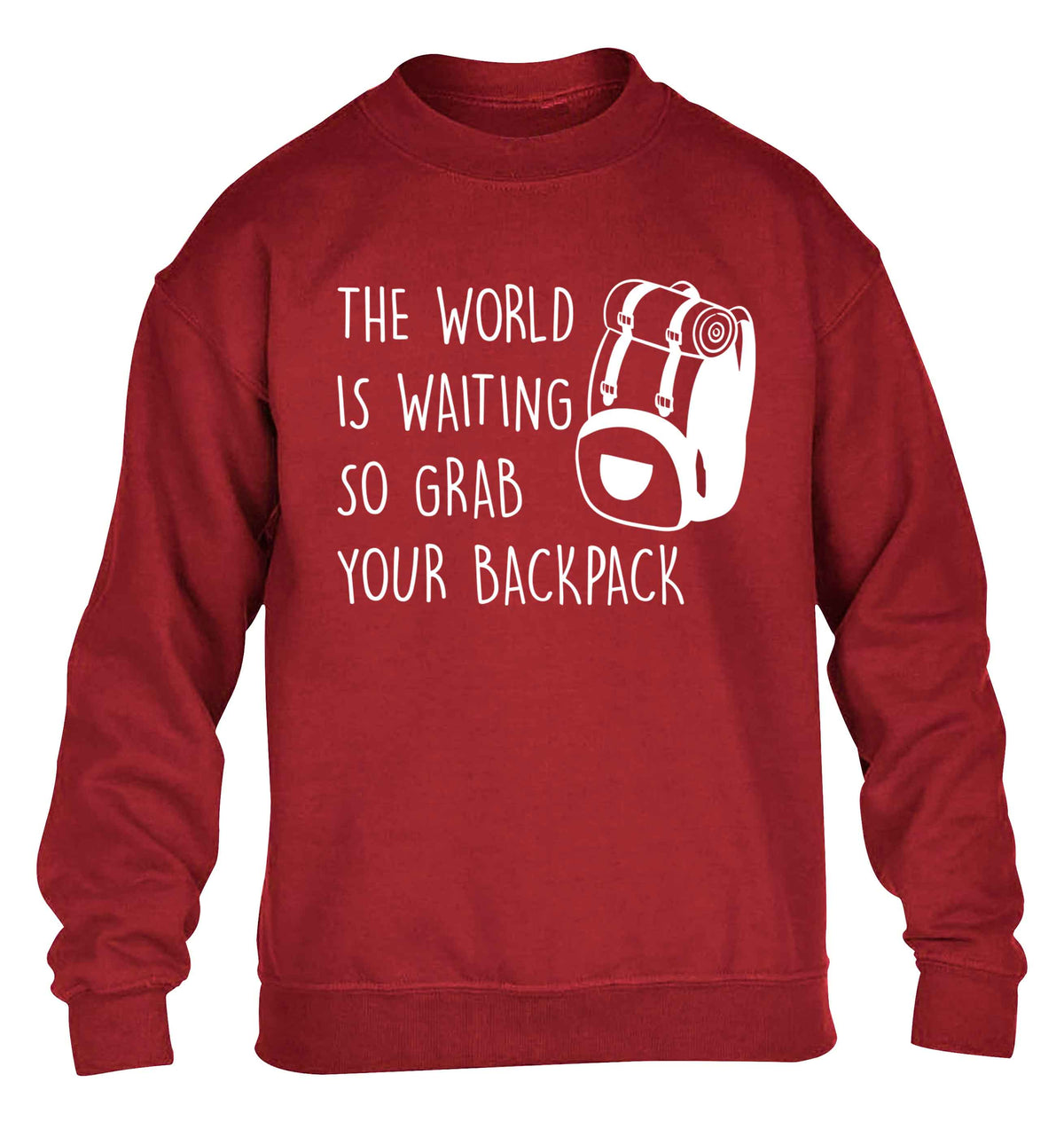 The world is waiting so grab your backpack children's grey sweater 12-13 Years