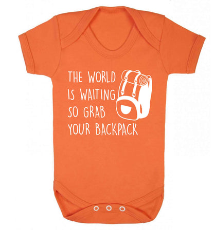 The world is waiting so grab your backpack Baby Vest orange 18-24 months