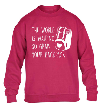 The world is waiting so grab your backpack children's pink sweater 12-13 Years