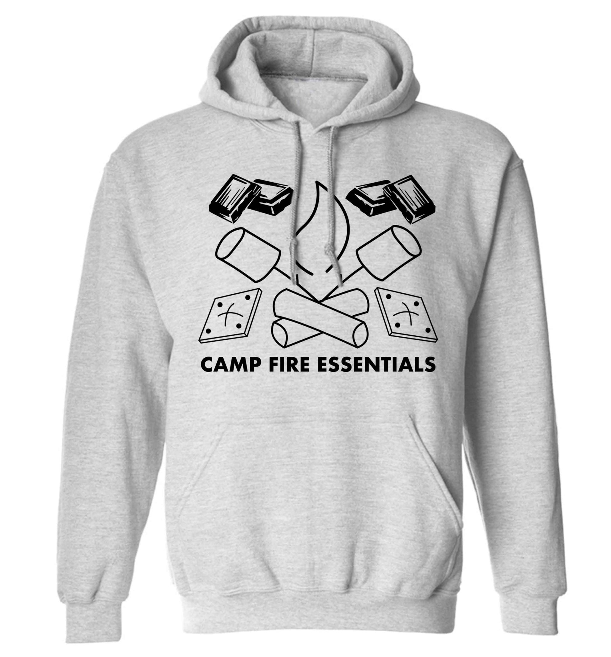 Campfire essentials adults unisex grey hoodie 2XL