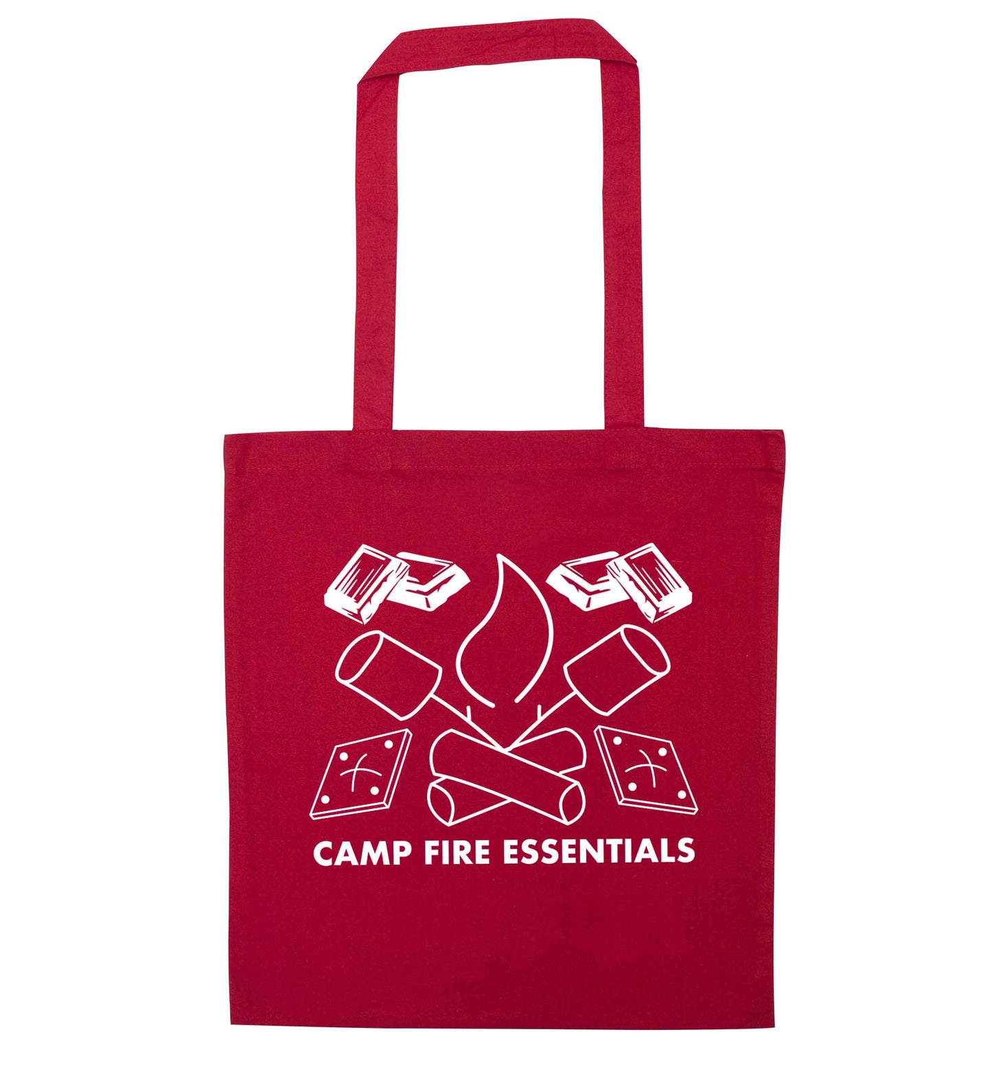 Campfire essentials red tote bag