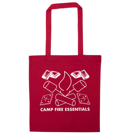 Campfire essentials red tote bag
