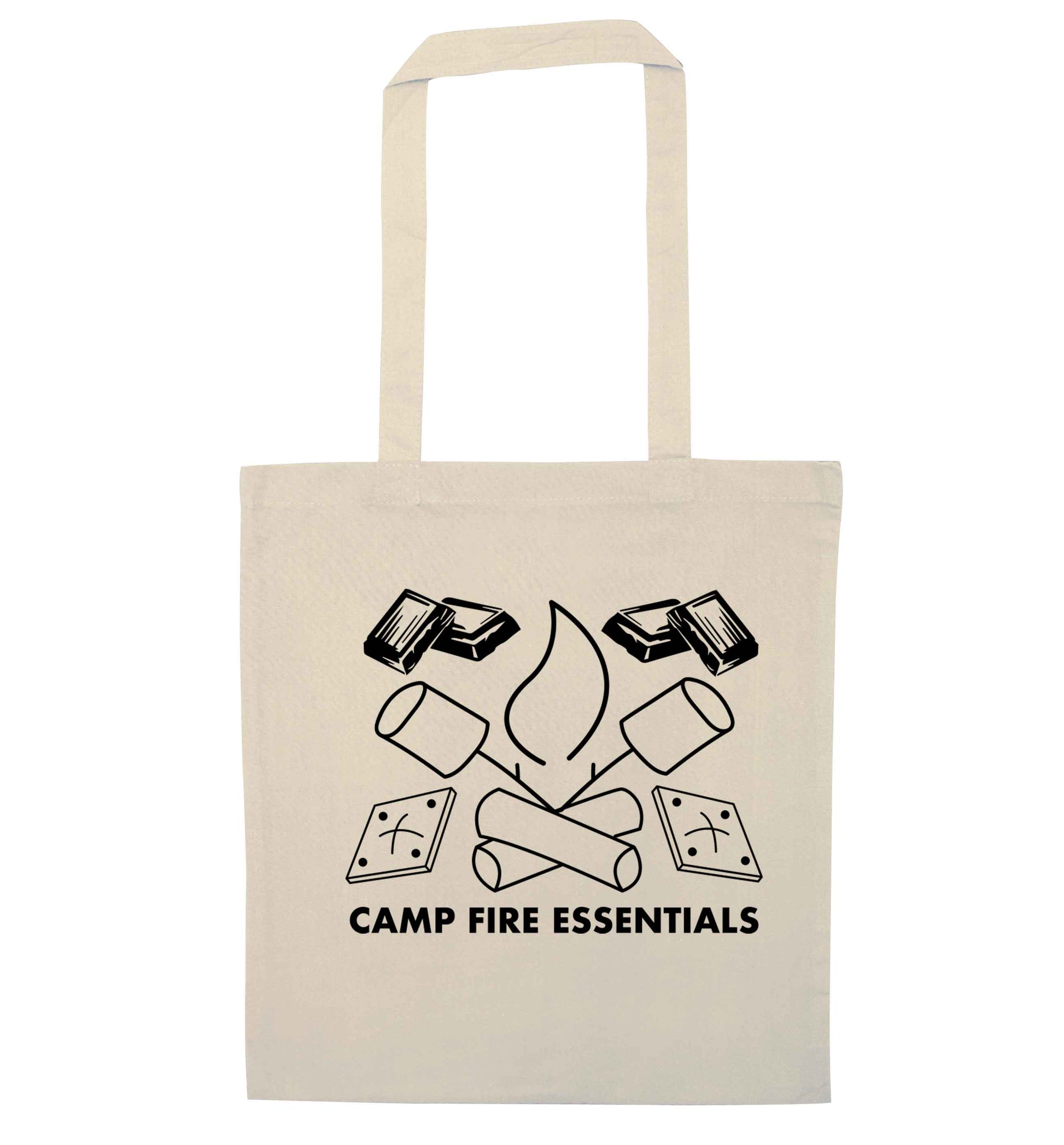 Campfire essentials natural tote bag