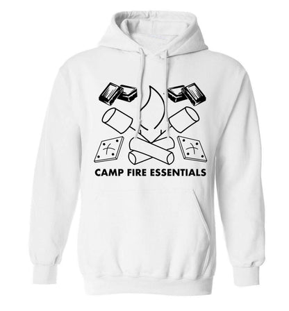 Campfire essentials adults unisex white hoodie 2XL