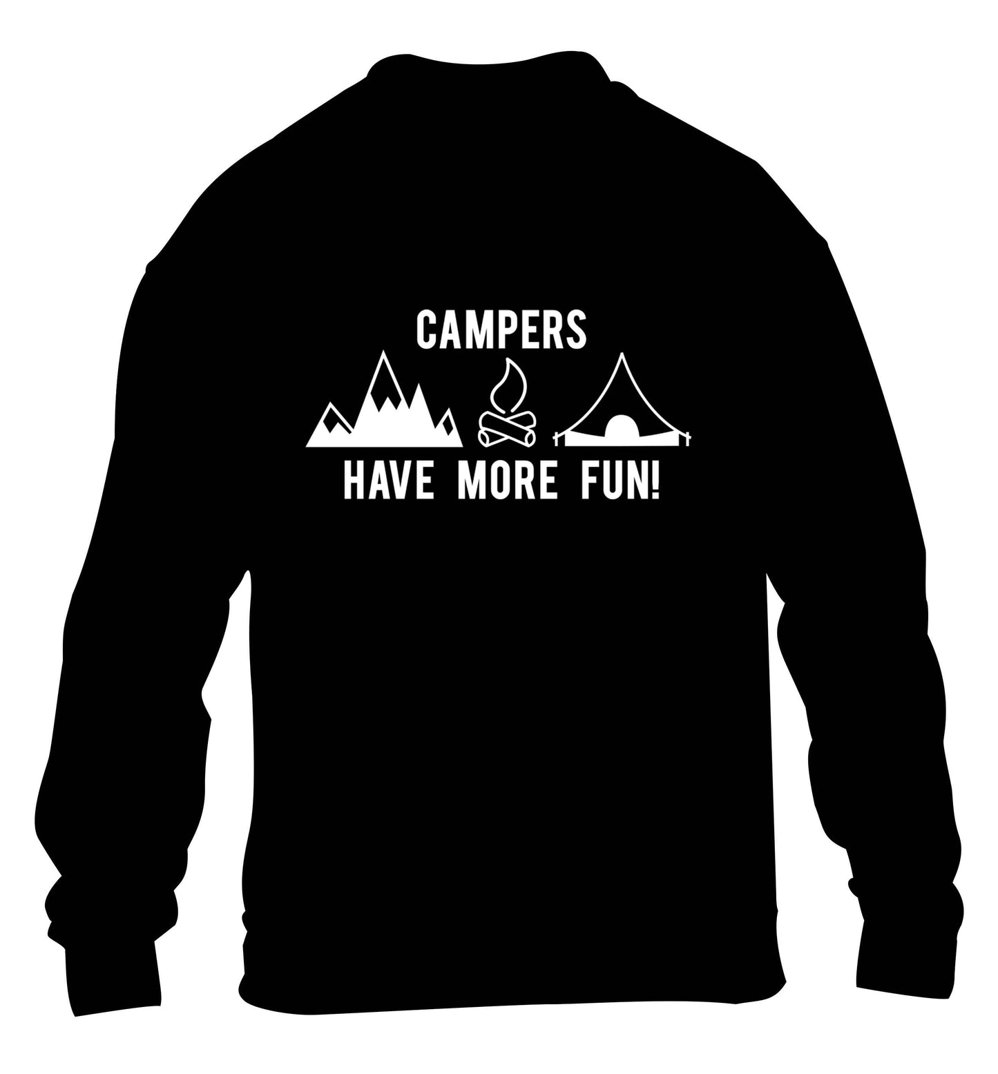 Campers have more fun children's black sweater 12-13 Years