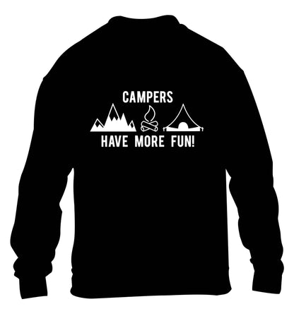 Campers have more fun children's black sweater 12-13 Years