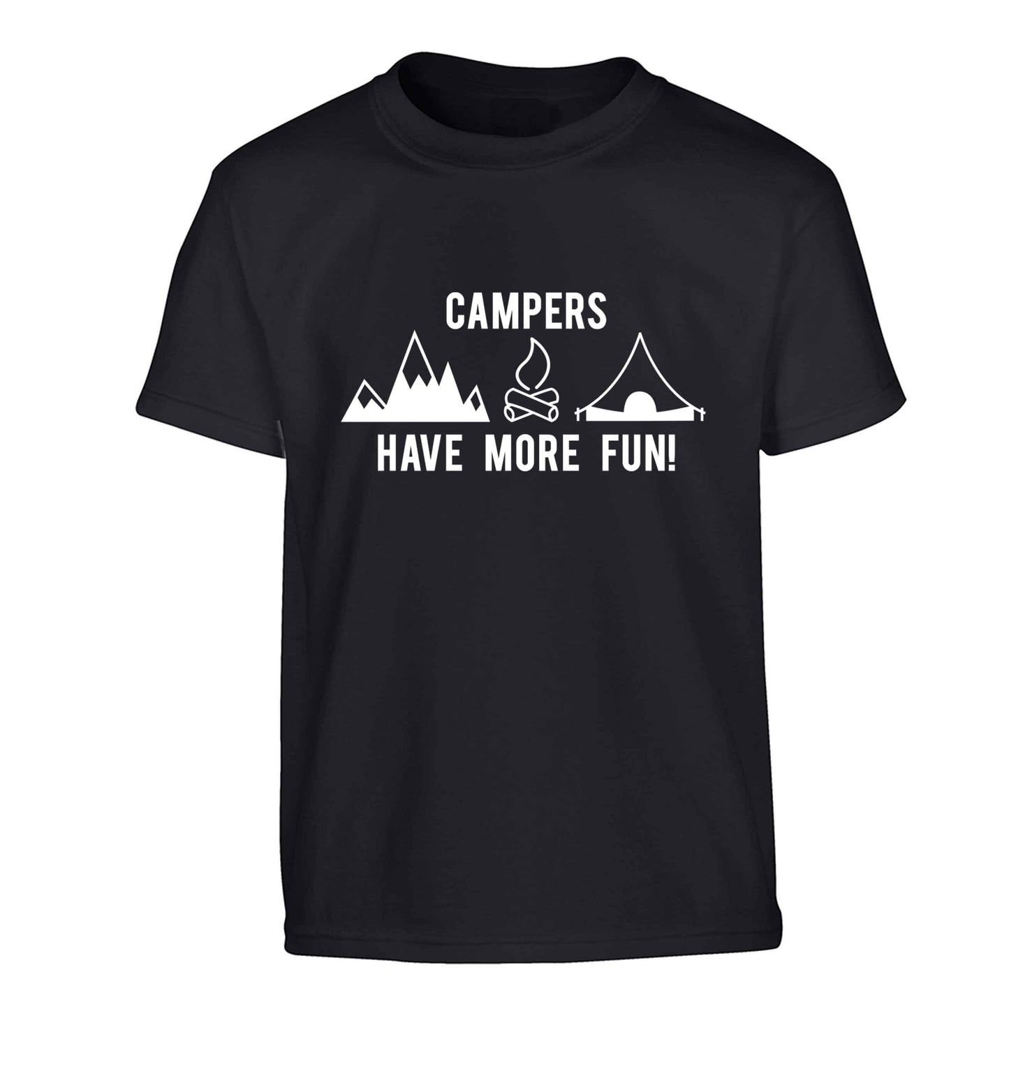 Campers have more fun Children's black Tshirt 12-13 Years