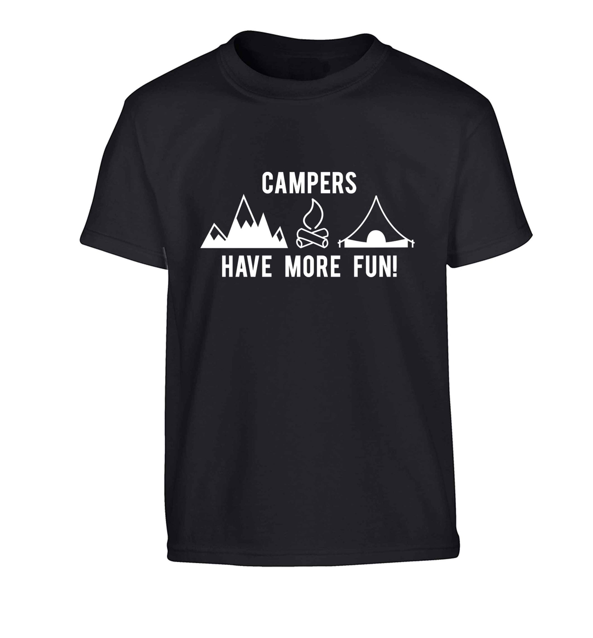 Campers have more fun Children's black Tshirt 12-13 Years