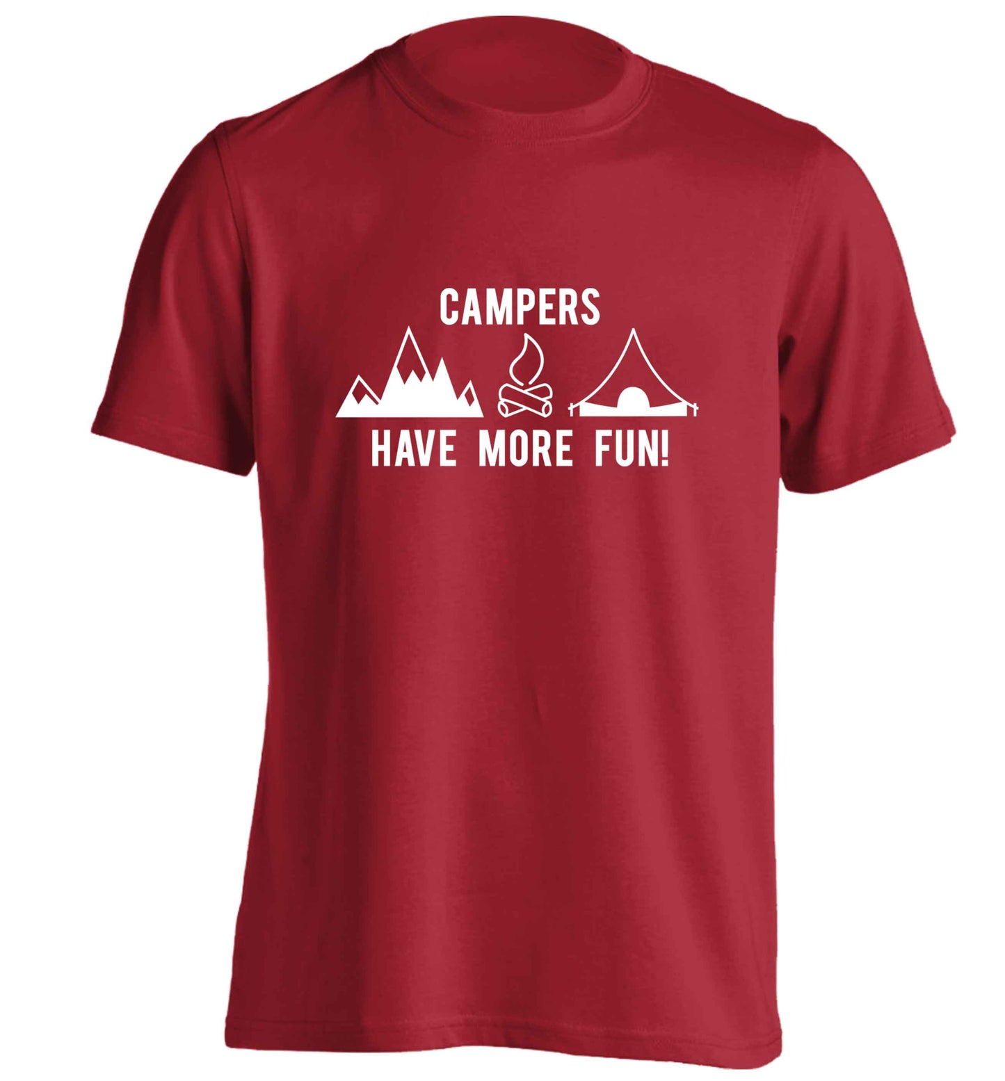 Campers have more fun adults unisex red Tshirt 2XL
