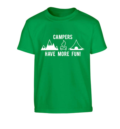Campers have more fun Children's green Tshirt 12-13 Years