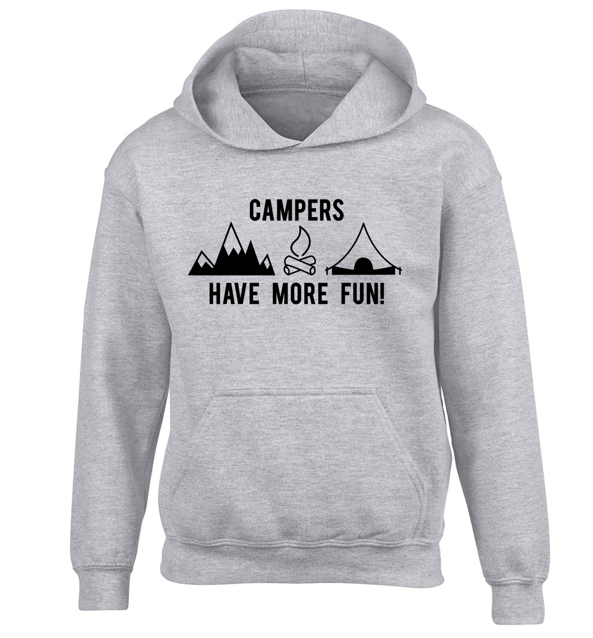 Campers have more fun children's grey hoodie 12-13 Years