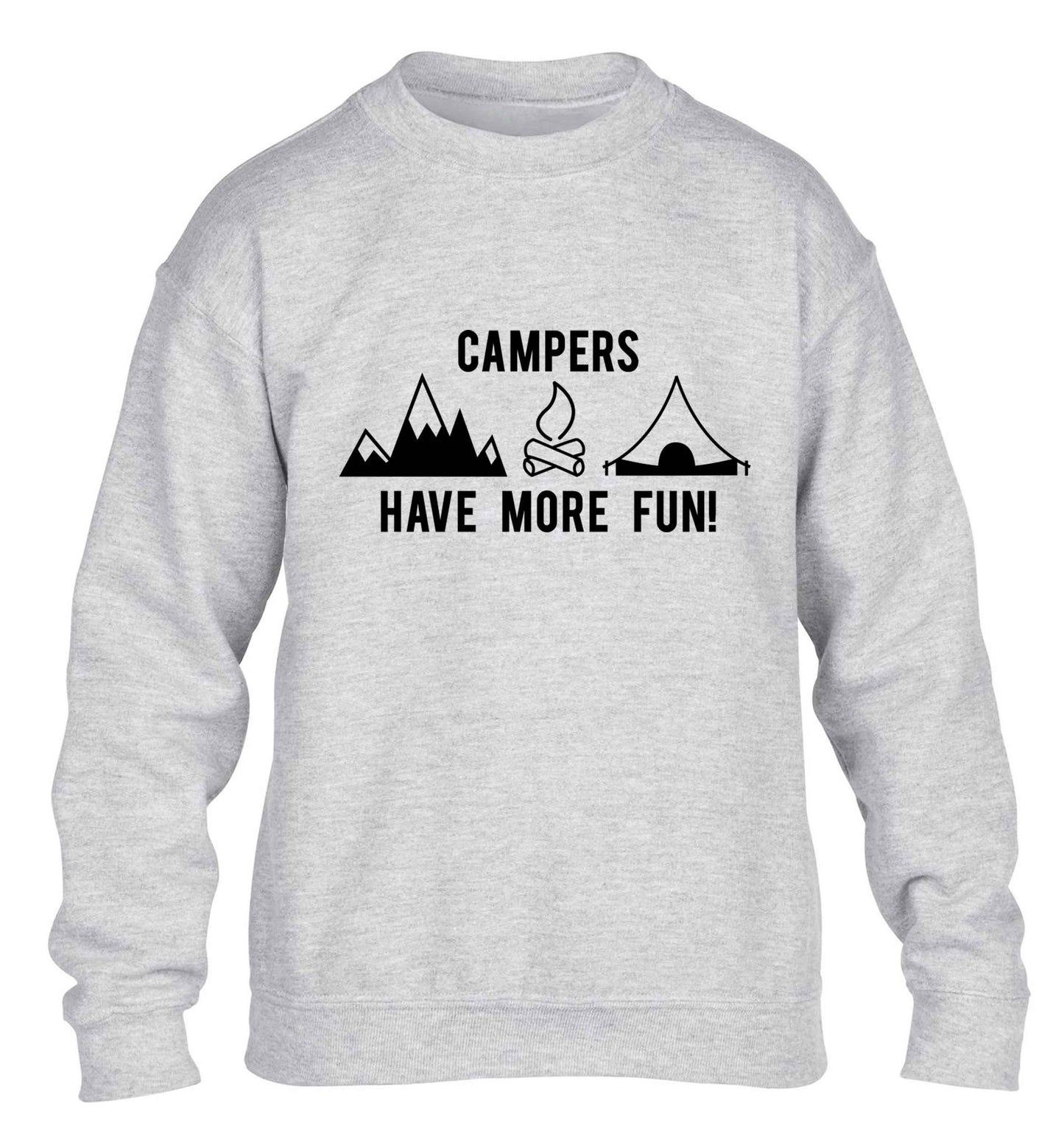 Campers have more fun children's grey sweater 12-13 Years