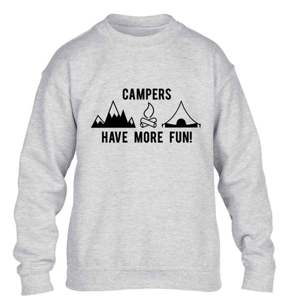 Campers have more fun children's grey sweater 12-13 Years