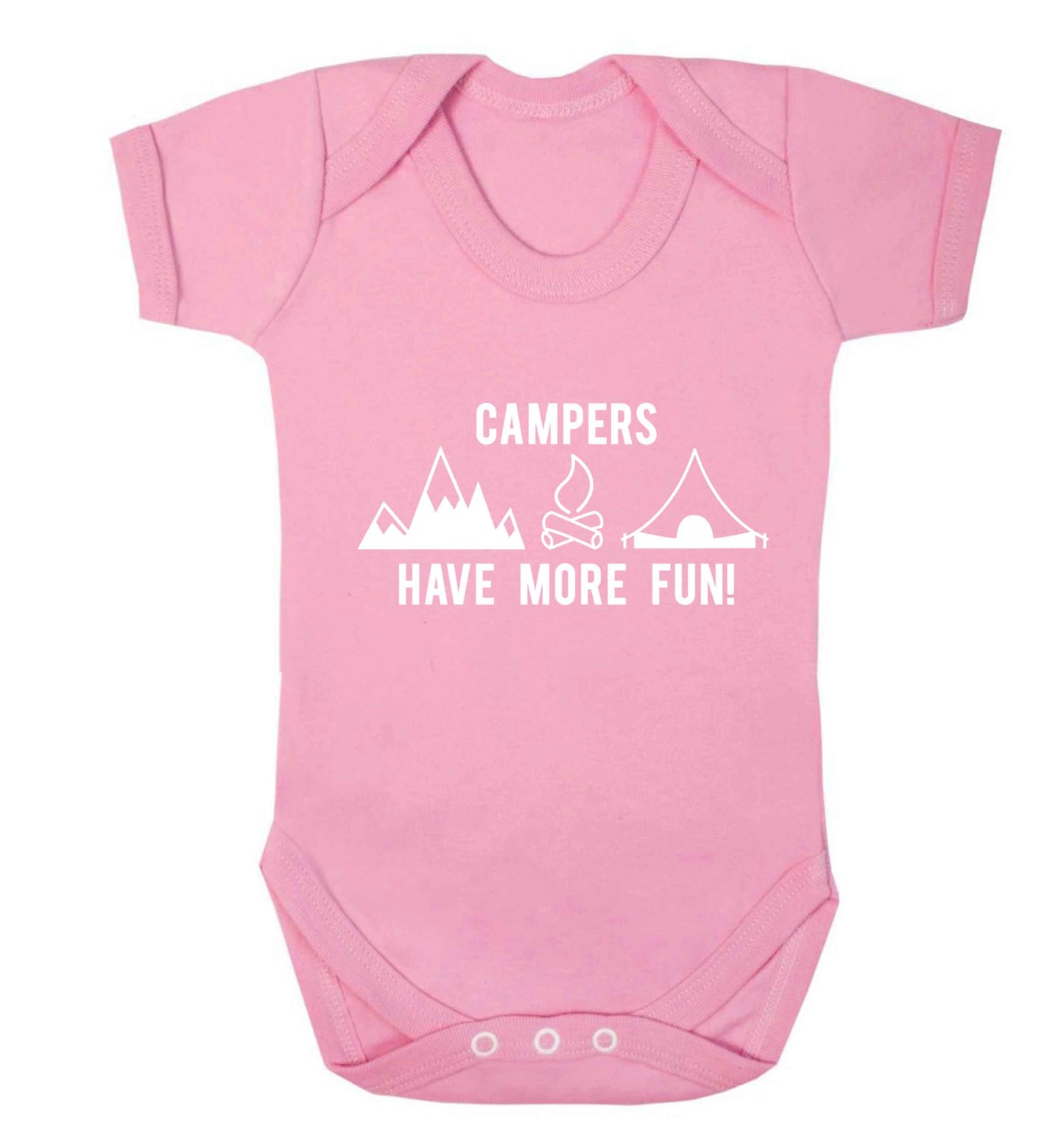 Campers have more fun Baby Vest pale pink 18-24 months