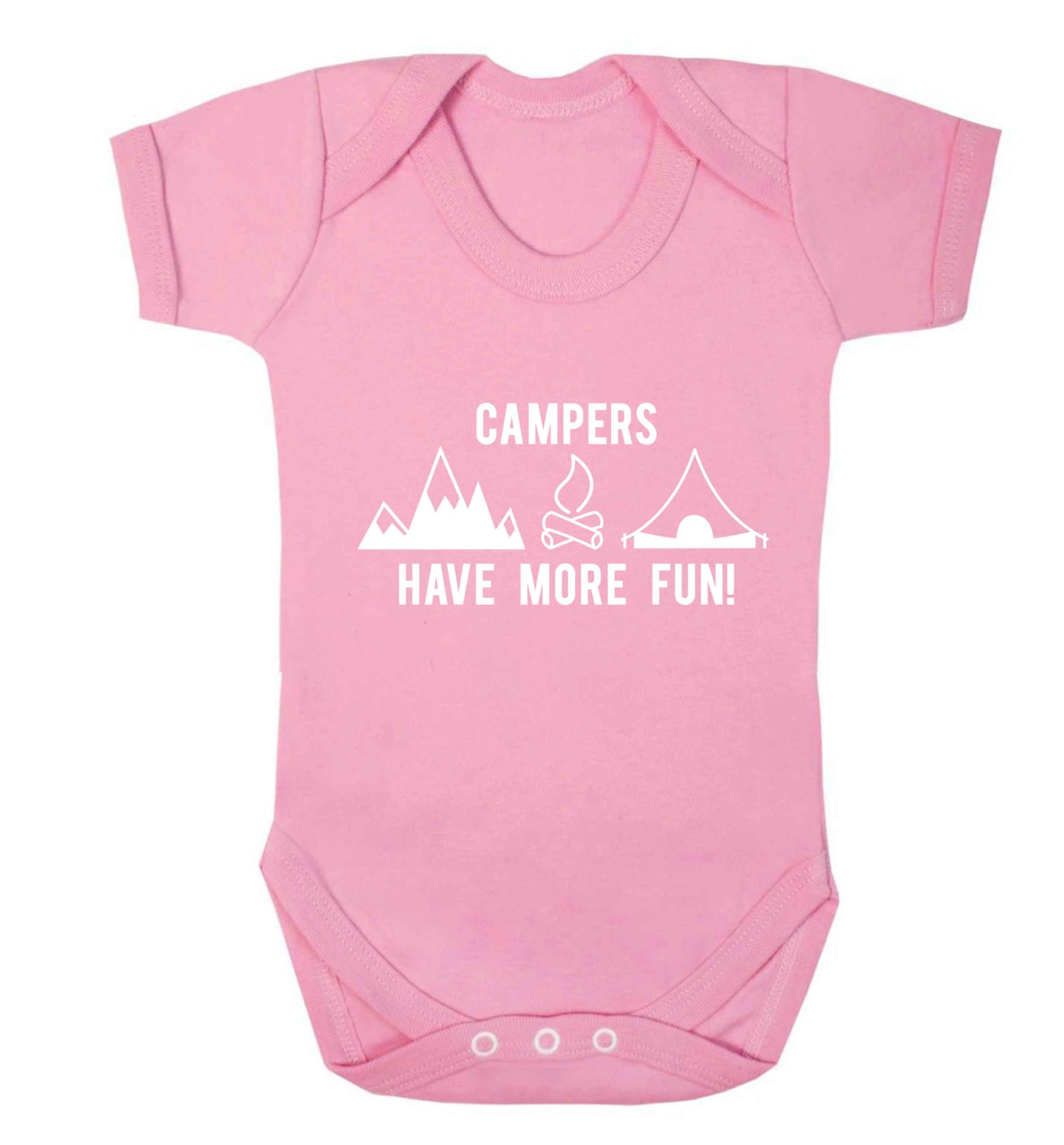 Campers have more fun Baby Vest pale pink 18-24 months
