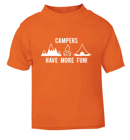 Campers have more fun orange Baby Toddler Tshirt 2 Years