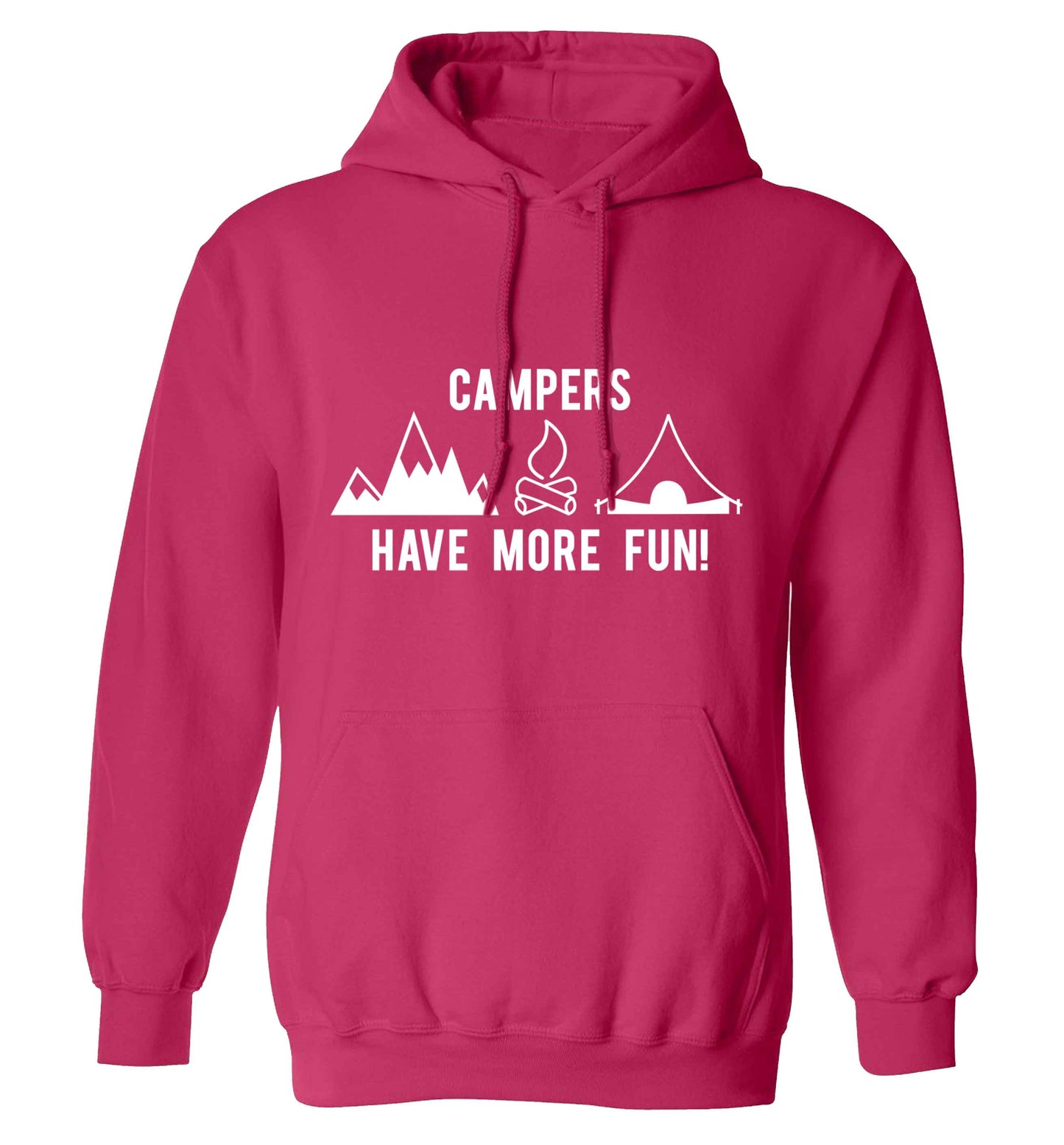 Campers have more fun adults unisex pink hoodie 2XL